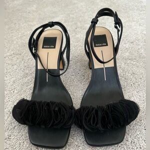 Dolce Vita “Iesha” Womens Black Leather Heels, Size 8